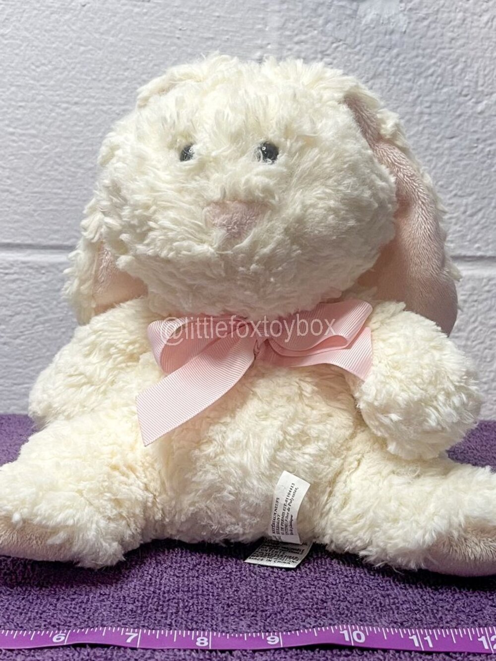 Ganz Crumpet Bunny Plush HE10127 Cream White Pink Bow Rabbit Stuffed Animal ESSA